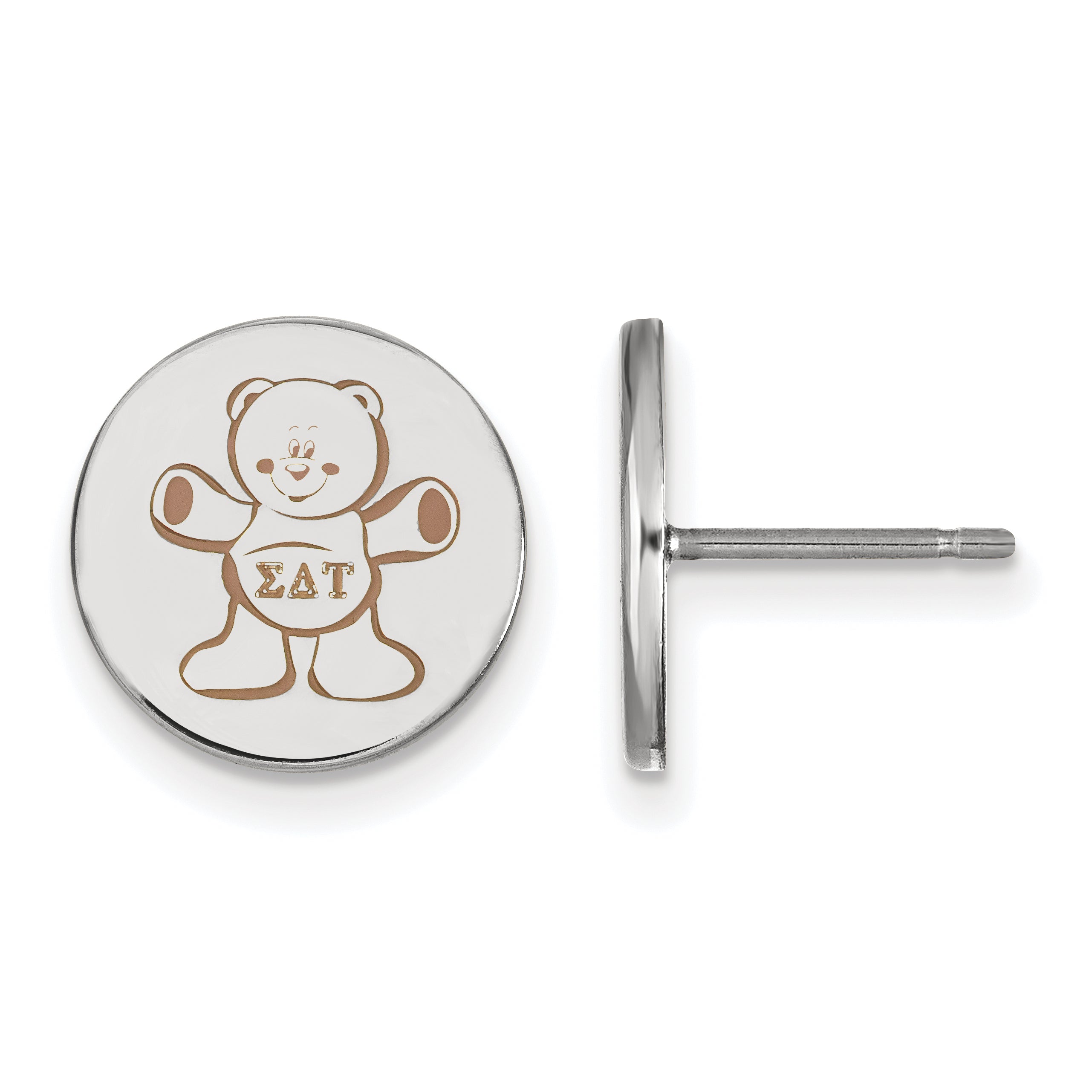 Sterling Silver Rhodium Plated Logoart Sigma Delta Tau Sorority Symbol Color Enamel Post Earrings