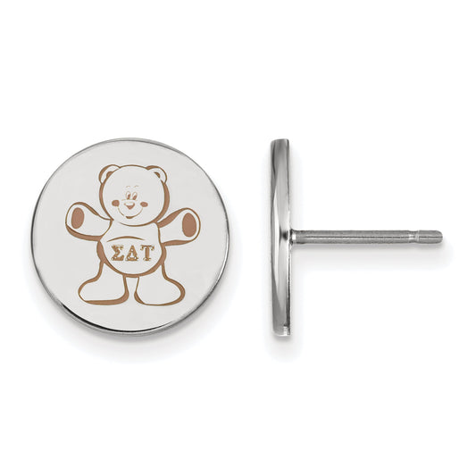 Sterling Silver Rhodium Plated Logoart Sigma Delta Tau Sorority Symbol Color Enamel Post Earrings