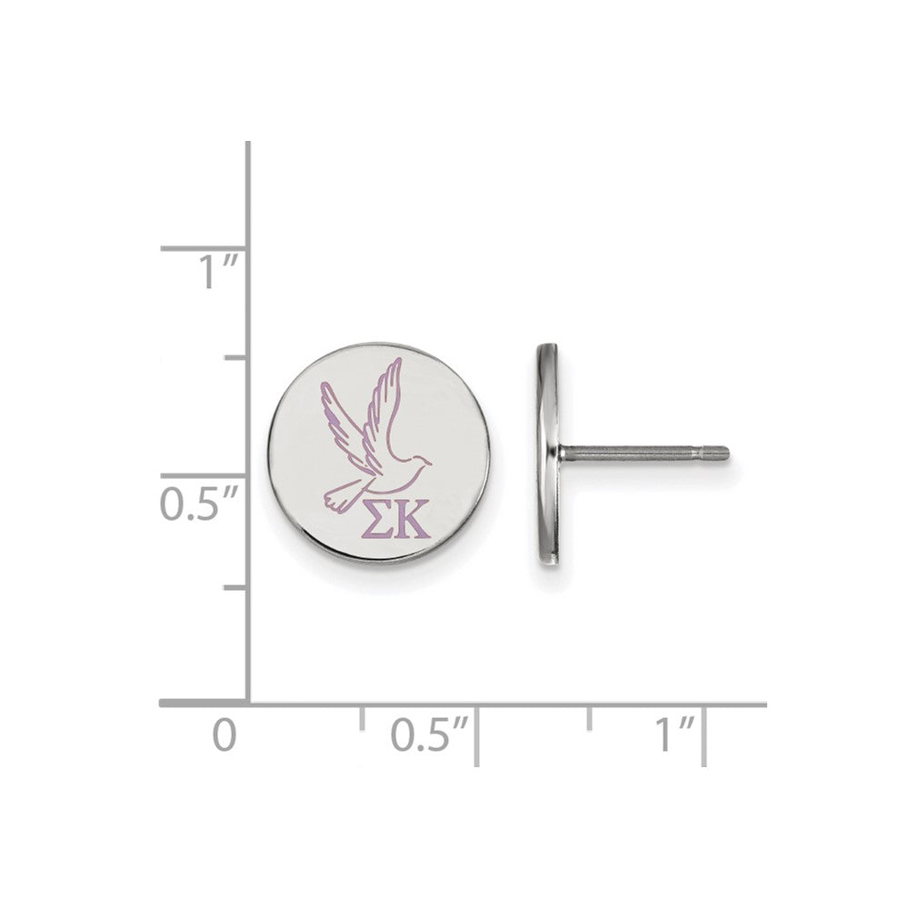 Sterling Silver Rhodium Plated Logoart Sigma Kappa Sorority Symbol Color Enamel Post Earrings