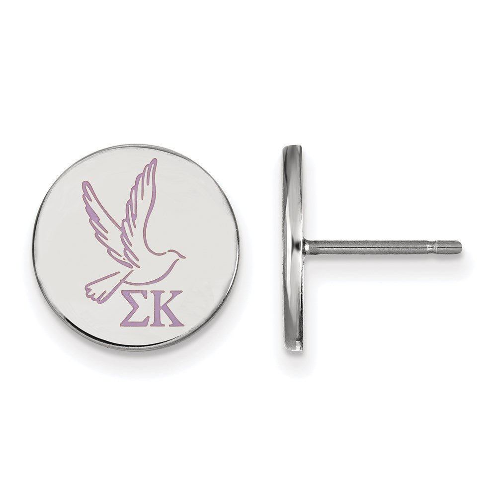 Sterling Silver Rhodium Plated Logoart Sigma Kappa Sorority Symbol Color Enamel Post Earrings