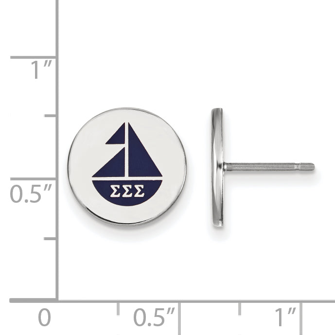 Sterling Silver Rhodium Plated Logoart Sigma Sorority Symbol Color Enamel Post Earrings