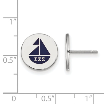 Sterling Silver Rhodium Plated Logoart Sigma Sorority Symbol Color Enamel Post Earrings