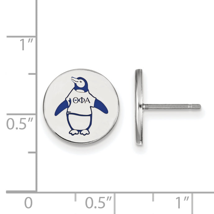 Sterling Silver Rhodium Plated Logoart Theta Phi Alpha Sorority Symbol Color Enamel Post Earrings