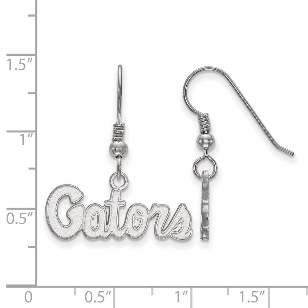 Sterling Silver Rhodium Plated Logoart University Of Florida Gators Script Extra Small Dangle Wire Earrings
