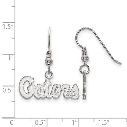 Sterling Silver Rhodium Plated Logoart University Of Florida Gators Script Extra Small Dangle Wire Earrings