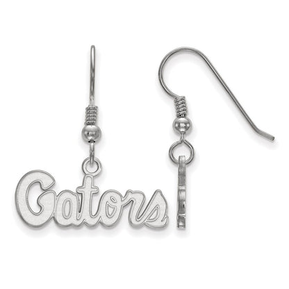 Sterling Silver Rhodium Plated Logoart University Of Florida Gators Script Extra Small Dangle Wire Earrings