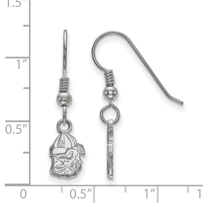 Sterling Silver Rhodium Plated Logoart University Of Georgia Bulldog Extra Small Dangle Wire Earrings