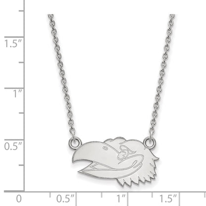 14K White Gold Logoart University Of Kansas Jayhawk Small Pendant 18 Inch Necklace