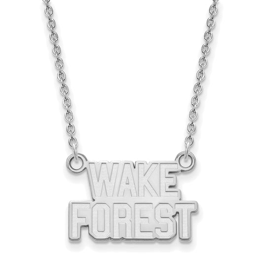 Sterling Silver Rhodium Plated Logoart Wake Forest University W F Deacon Small Pendant 18 Inch Necklace