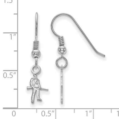 Sterling Silver Rhodium Plated Logoart West Virginia University Mountaineer Extra Small Dangle Wire Earrings