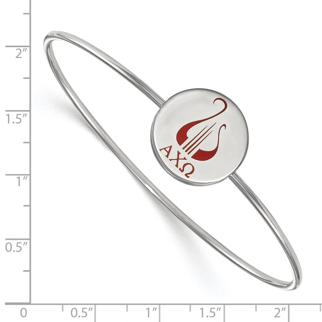 Sterling Silver Rh Plated Logoart Alpha Chi Omega Enameled Slip On Bangle