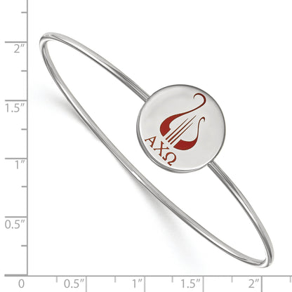 Sterling Silver Rh Plated Logoart Alpha Chi Omega Enameled Slip On Bangle