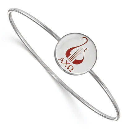 Sterling Silver Rh Plated Logoart Alpha Chi Omega Enameled Slip On Bangle