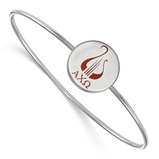 Sterling Silver Rh Plated Logoart Alpha Chi Omega Enameled Slip On Bangle