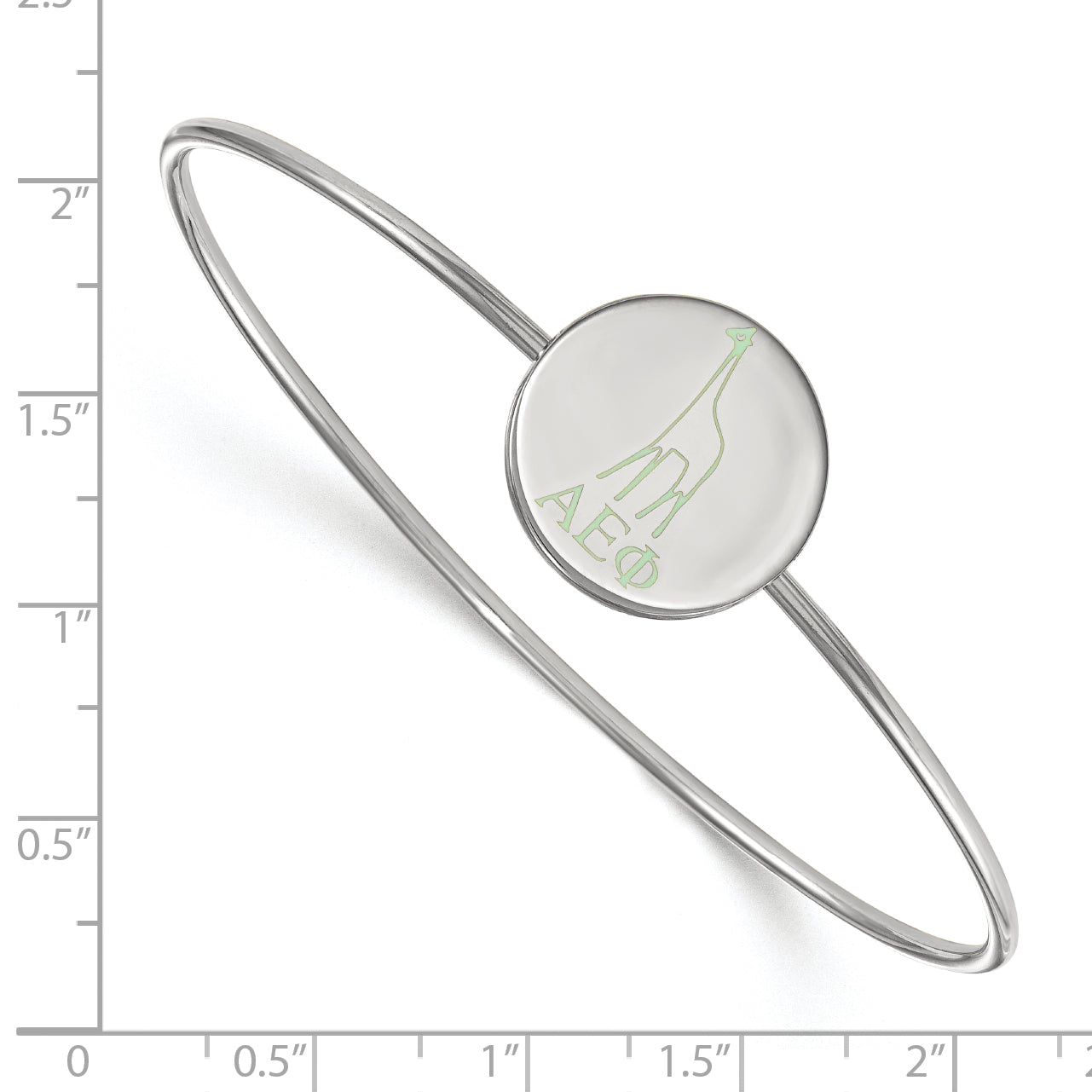 Sterling Silver S. Rh Plated Logoart Alpha Epsilon Phi Enameled Slip On Bangle