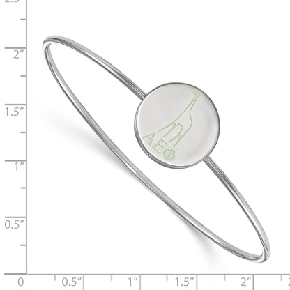 Sterling Silver S. Rh Plated Logoart Alpha Epsilon Phi Enameled Slip On Bangle