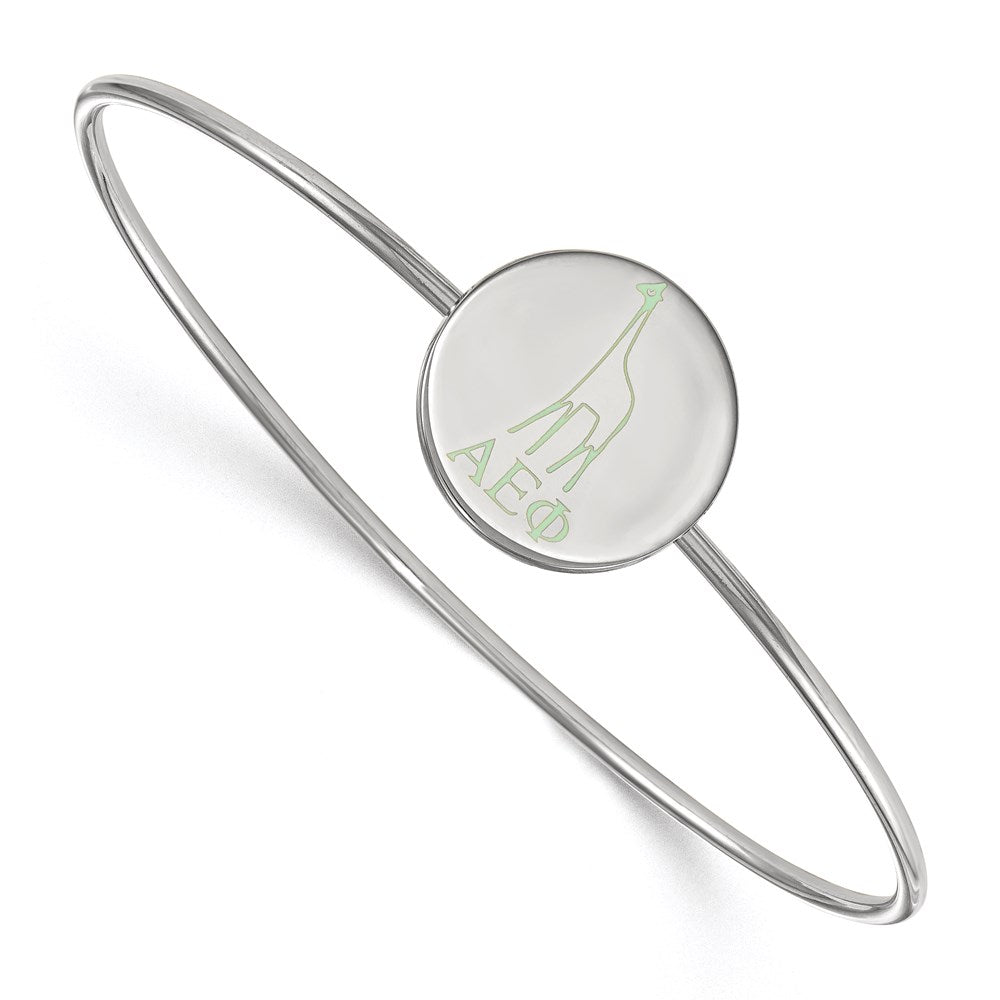 Sterling Silver S. Rh Plated Logoart Alpha Epsilon Phi Enameled Slip On Bangle