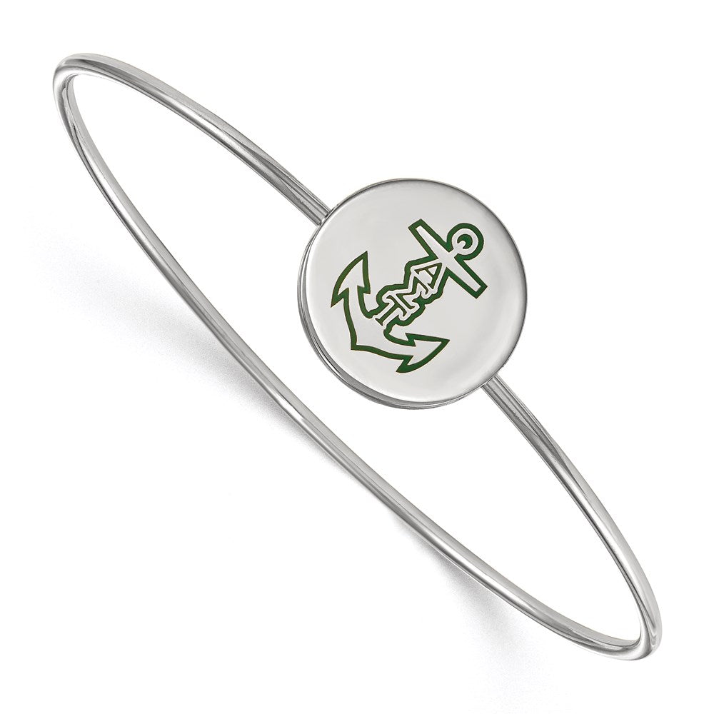Sterling Silver Rh Plated Logoart Alpha Sigma Tau Enameled Slip On Bangle