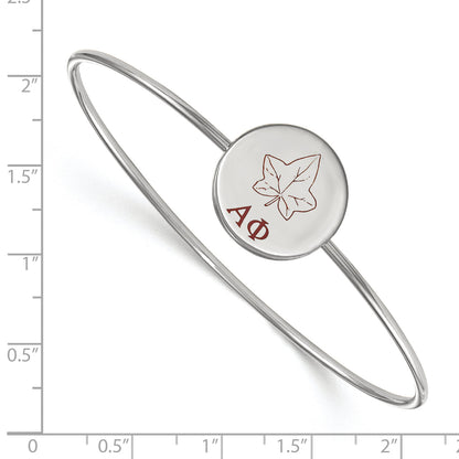 Sterling Silver Rh Plated Logoart Alpha Phi Enameled Slip On Bangle