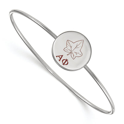 Sterling Silver Rh Plated Logoart Alpha Phi Enameled Slip On Bangle