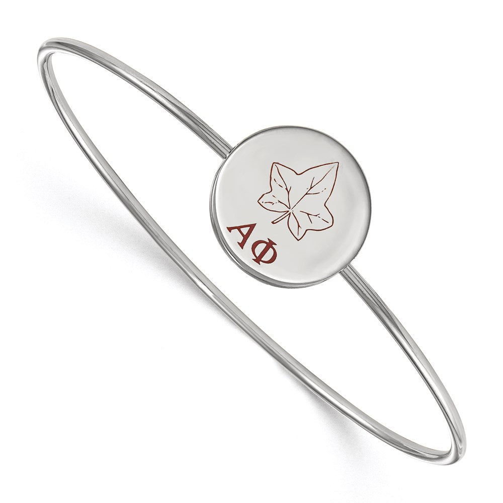 Sterling Silver Rh Plated Logoart Alpha Phi Enameled Slip On Bangle