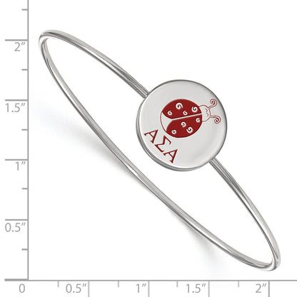 Sterling Silver S. Rh Plated Logoart Alpha Sigma Enameled Slip On Bangle