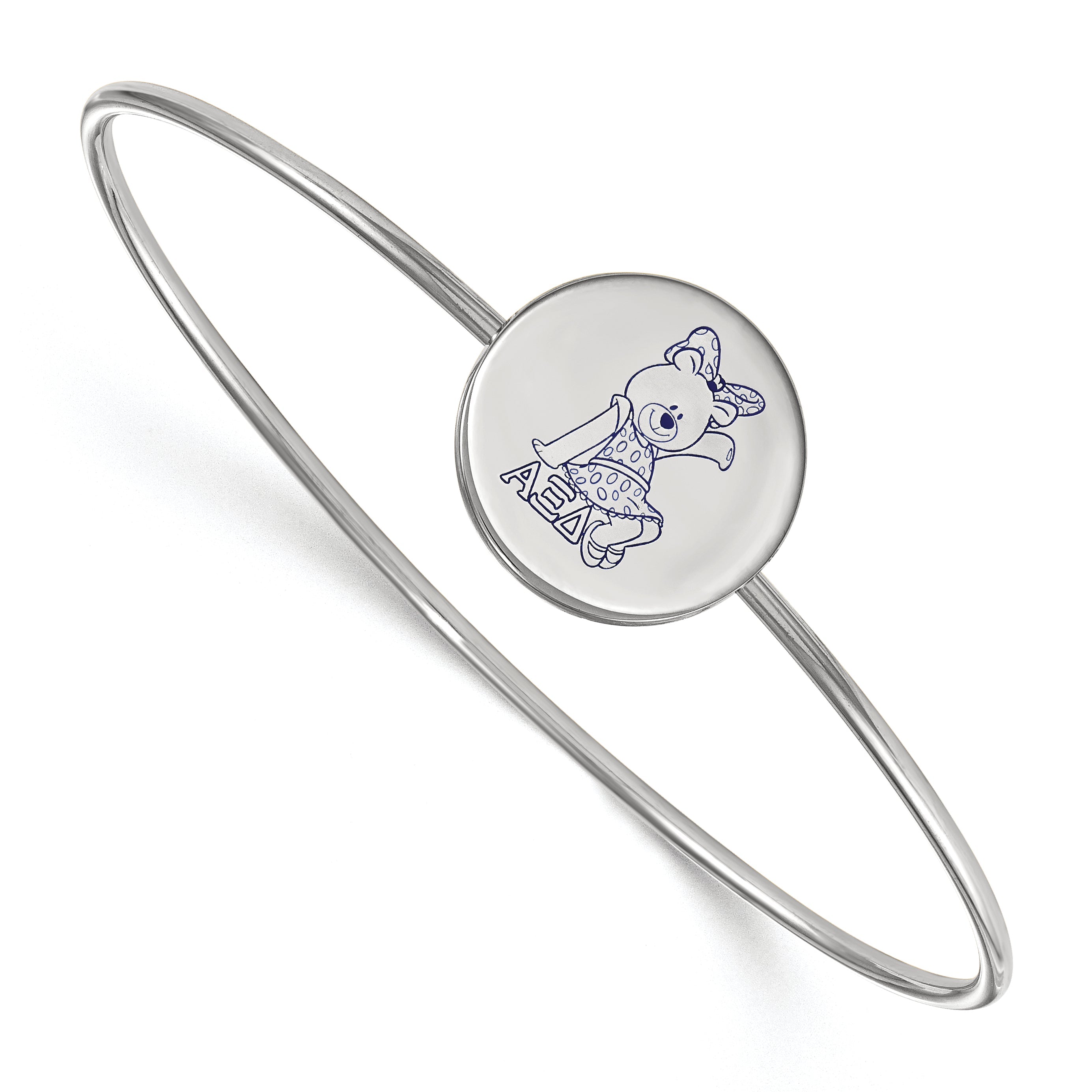 Sterling Silver Rh Plated Logoart Alpha Xi Delta Enameled Slip On Bangle