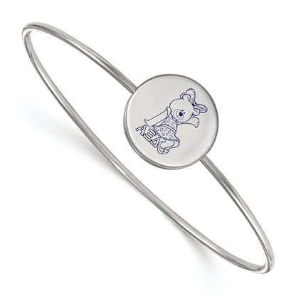 Sterling Silver Rh Plated Logoart Alpha Xi Delta Enameled Slip On Bangle