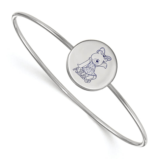 Sterling Silver Rh Plated Logoart Alpha Xi Delta Enameled Slip On Bangle