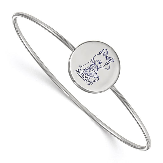 Sterling Silver Rh Plated Logoart Alpha Xi Delta Enameled Slip On Bangle