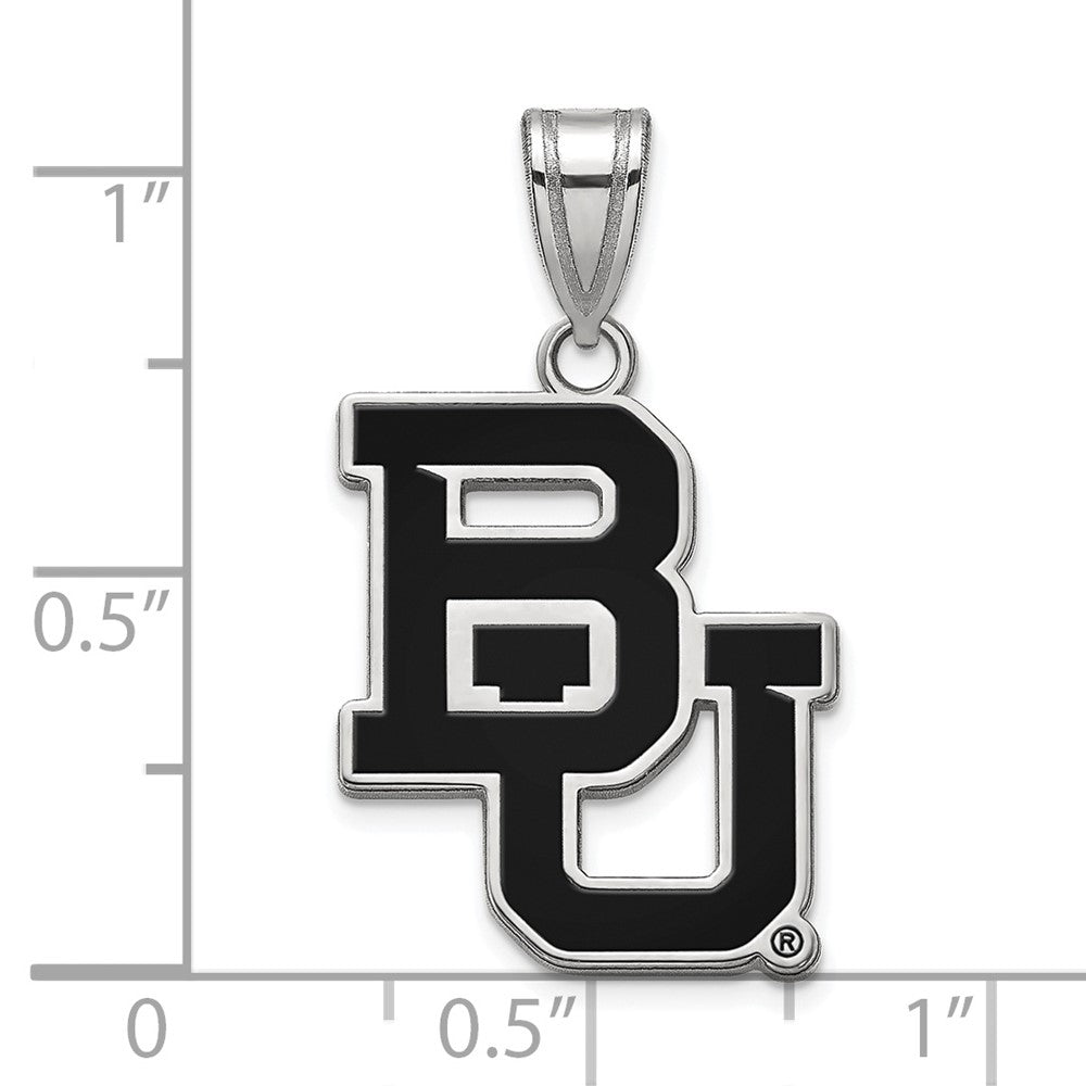 Sterling Silver Rhodium Plated Logoart Baylor University Bears Large Enameled Pendant