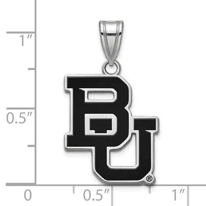 Sterling Silver Rhodium Plated Logoart Baylor University Bears Large Enameled Pendant