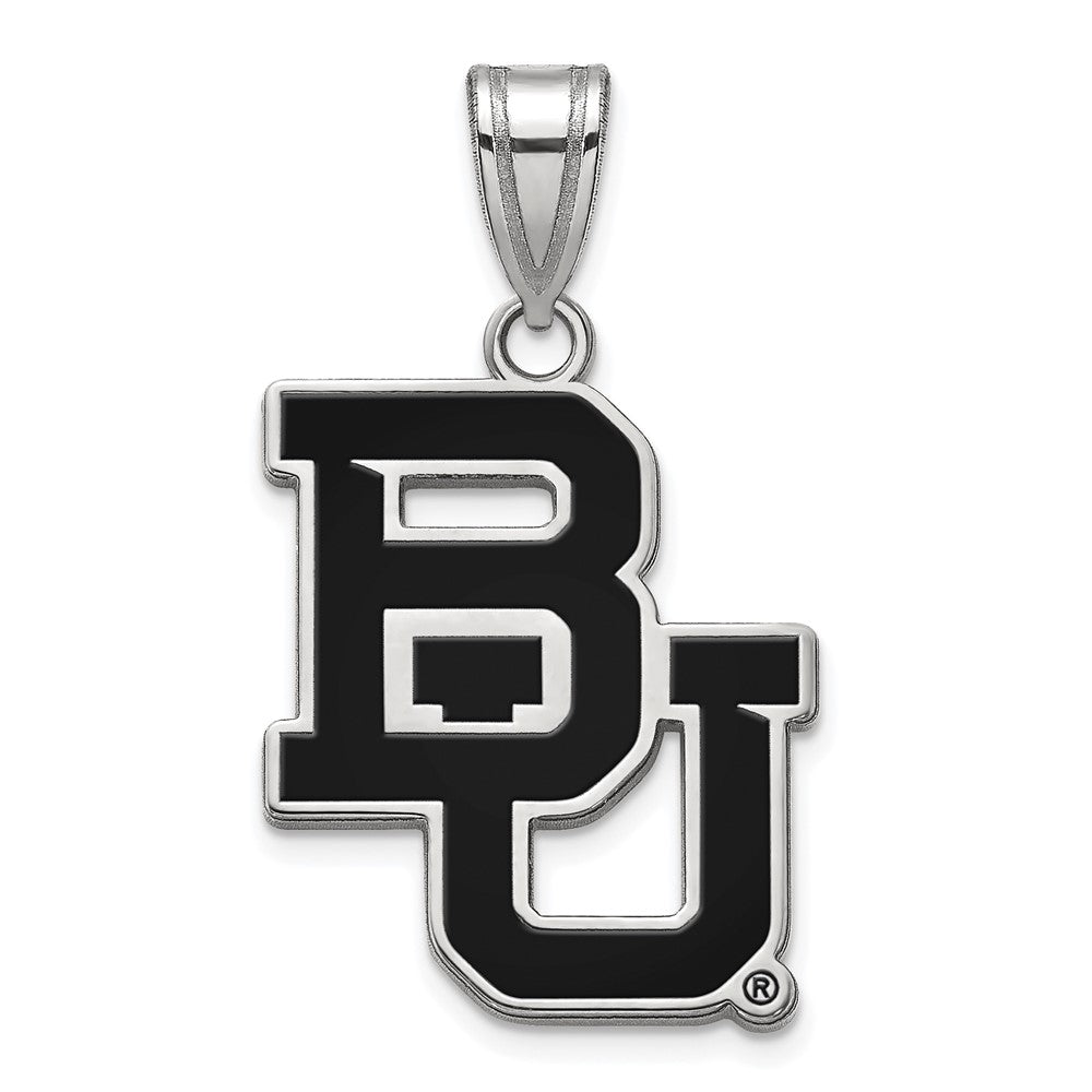 Sterling Silver Rhodium Plated Logoart Baylor University Bears Large Enameled Pendant