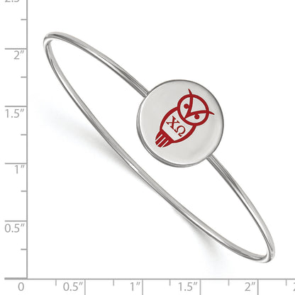 Sterling Silver Rh Plated Logoart Chi Omega Enameled Slip On Bangle