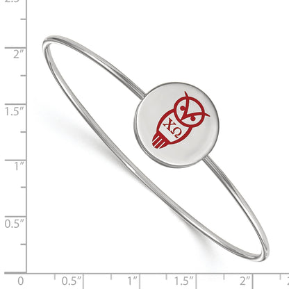 Sterling Silver Rh Plated Logoart Chi Omega Enameled Slip On Bangle