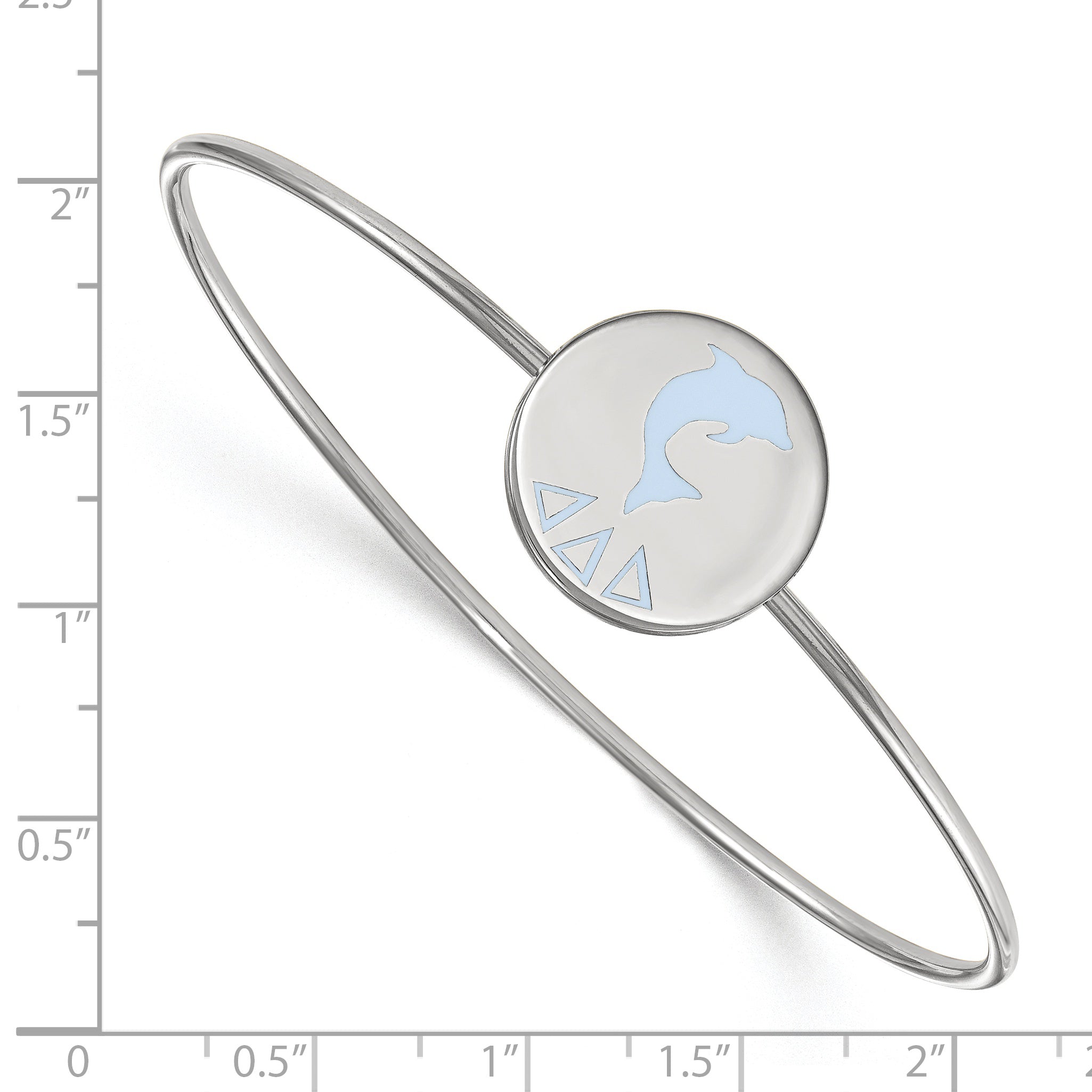 Sterling Silver S. Rh Plated Logoart Delta Enameled Slip On Bangle