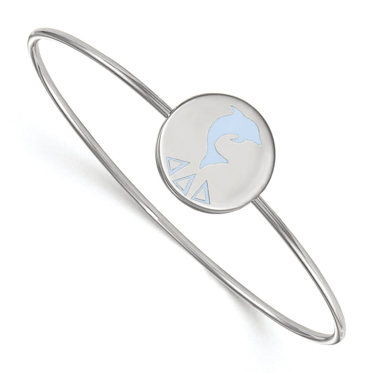 Sterling Silver S. Rh Plated Logoart Delta Enameled Slip On Bangle