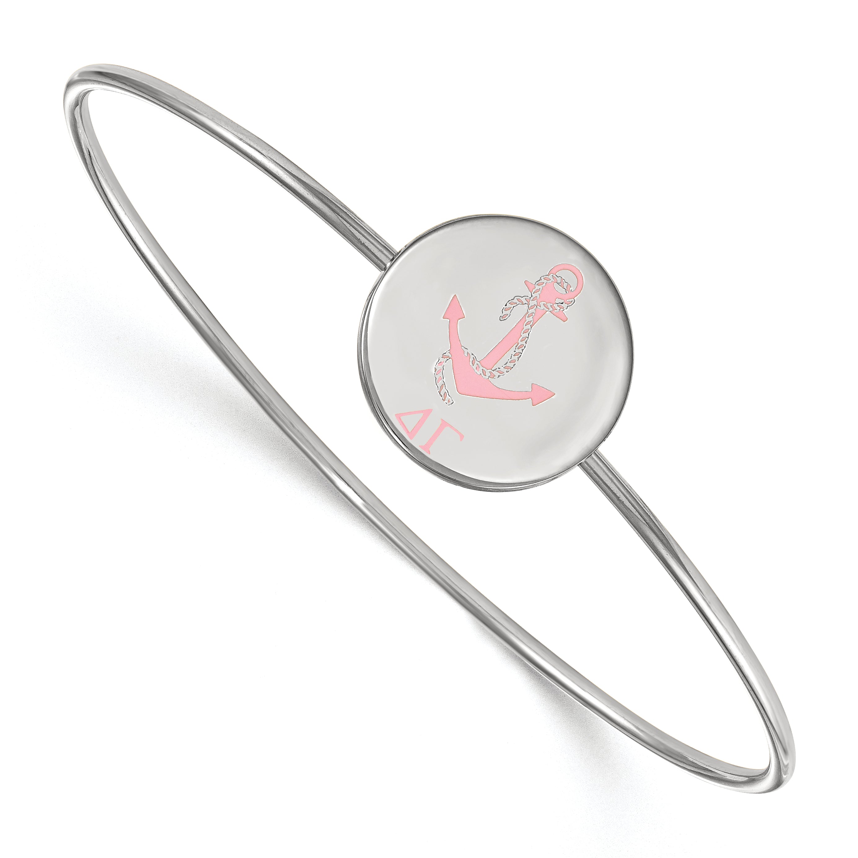 Sterling Silver Rh Plated Logoart Delta Gamma Enameled Slip On Bangle