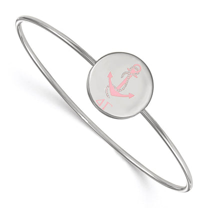 Sterling Silver Rh Plated Logoart Delta Gamma Enameled Slip On Bangle