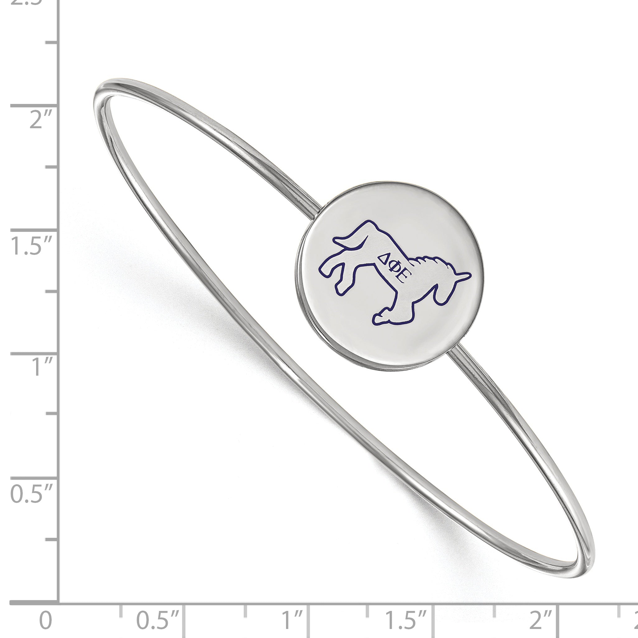 Sterling Silver S. Rh Plated Logoart Delta Phi Epsilon Enameled Slip On Bangle