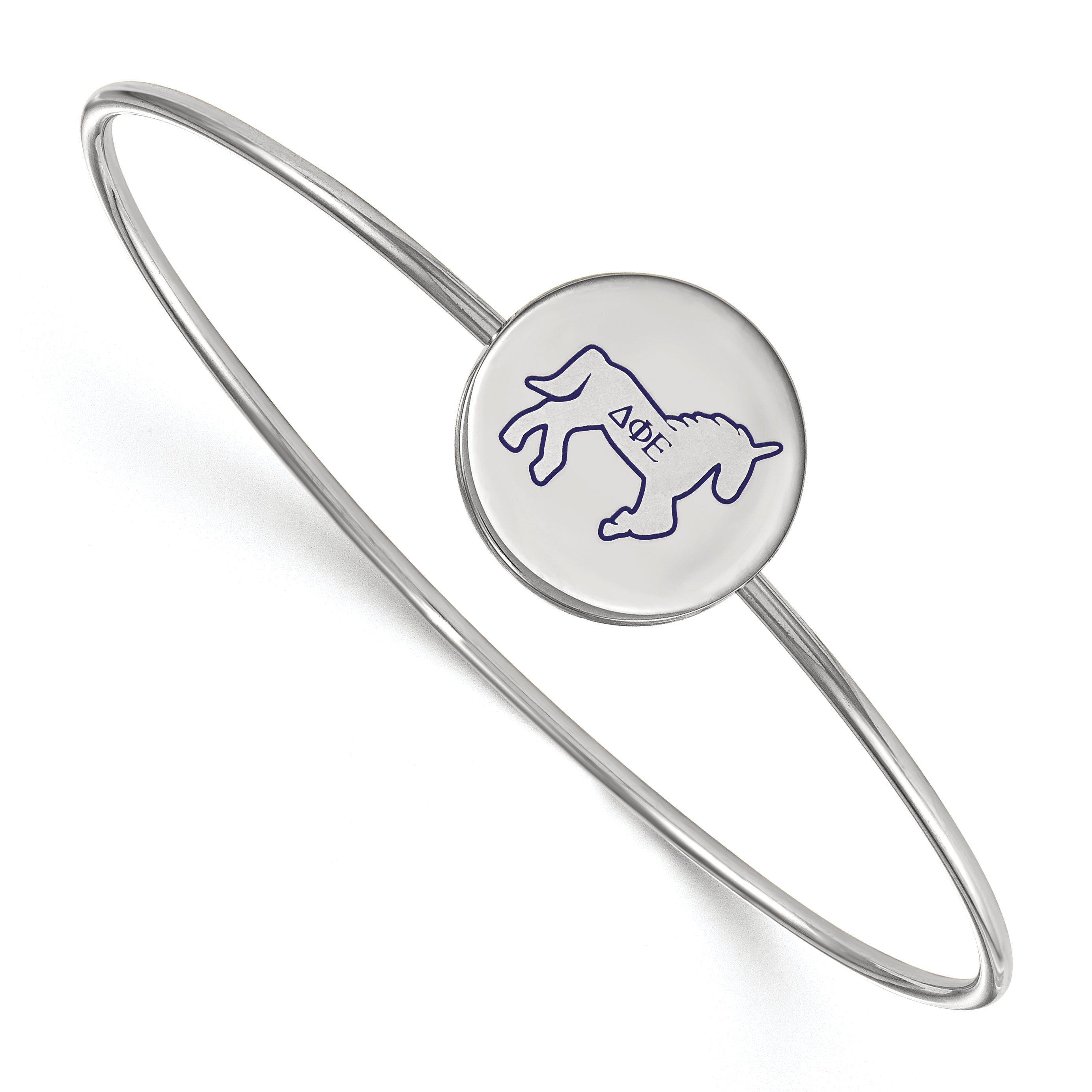 Sterling Silver S. Rh Plated Logoart Delta Phi Epsilon Enameled Slip On Bangle