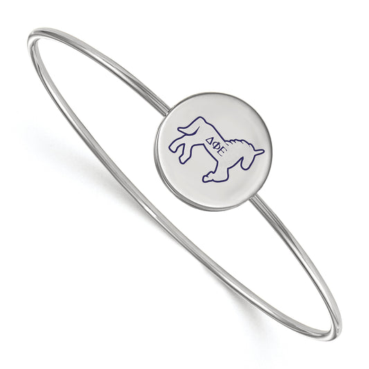 Sterling Silver S. Rh Plated Logoart Delta Phi Epsilon Enameled Slip On Bangle
