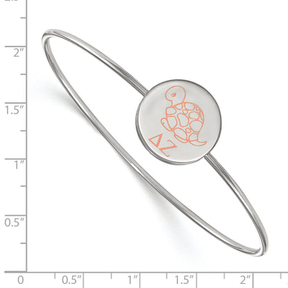 Sterling Silver Rh Plated Logoart Delta Zeta Enameled Slip On Bangle