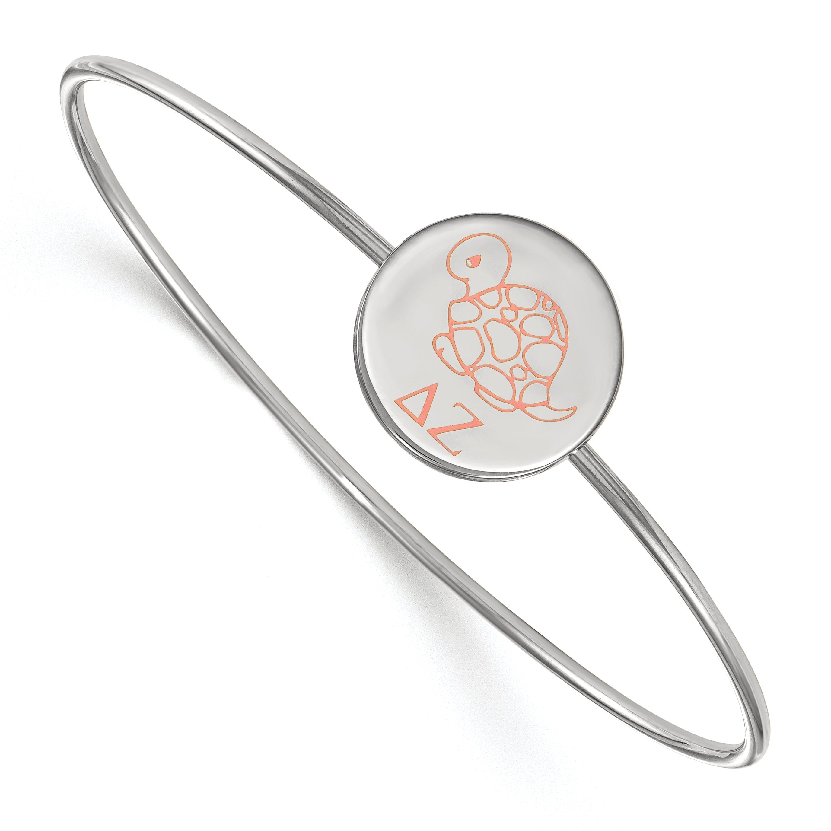 Sterling Silver Rh Plated Logoart Delta Zeta Enameled Slip On Bangle