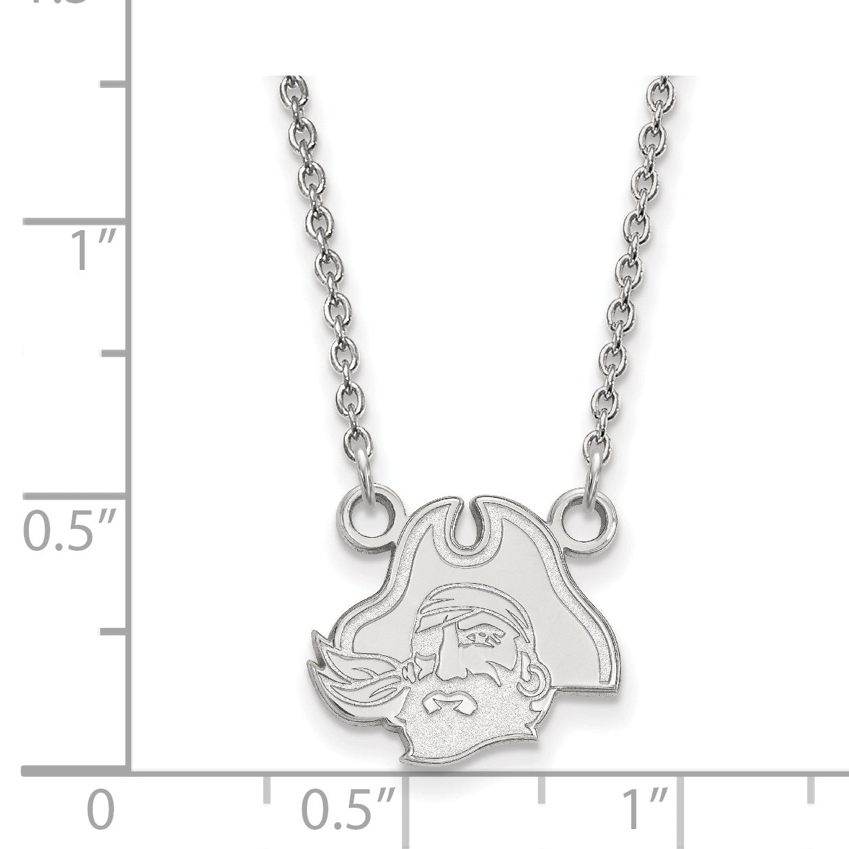 Sterling Silver Rhodium Plated Logoart East Carolina University Pirate Small Pendant 18 Inch Necklace