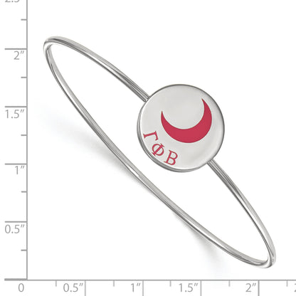 Sterling Silver Rh Plated Logoart Gamma Phi Beta Enameled Slip On Bangle