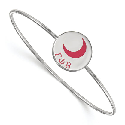 Sterling Silver Rh Plated Logoart Gamma Phi Beta Enameled Slip On Bangle