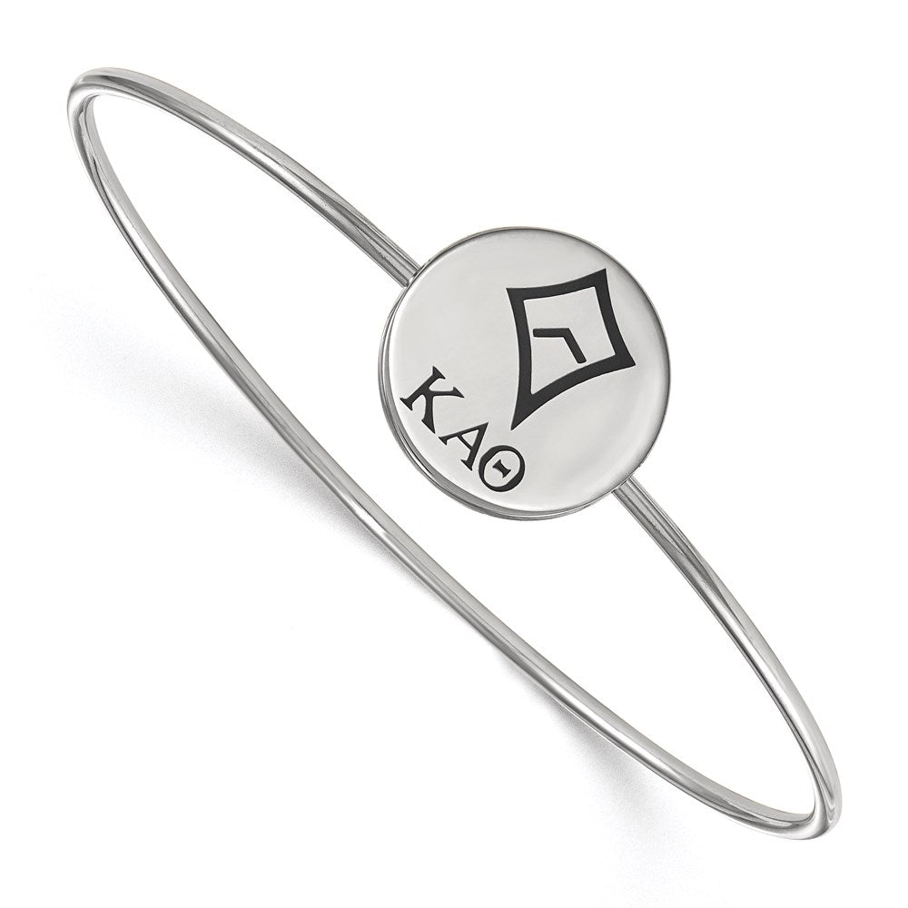 Sterling Silver S. Rh Plated Logoart Kappa Alpha Theta Enameled Slip On Bangle