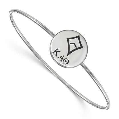 Sterling Silver S. Rh Plated Logoart Kappa Alpha Theta Enameled Slip On Bangle
