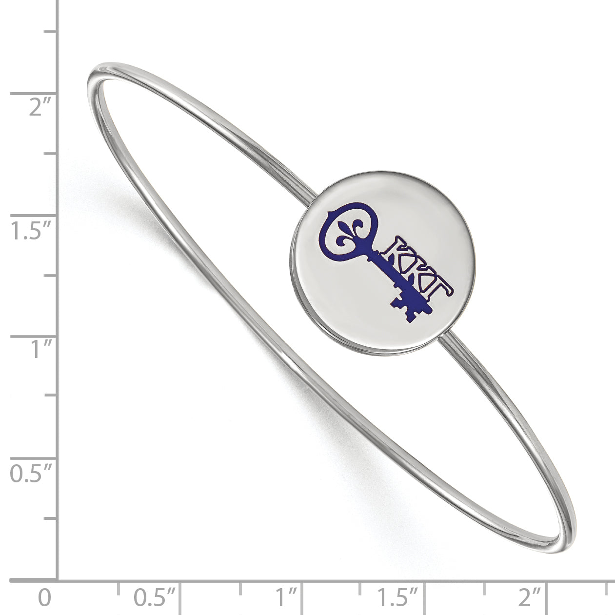 Sterling Silver S. Rh Plated Logoart Kappa Gamma Enameled Slip On Bangle